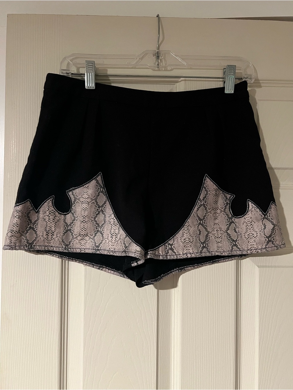 Sugarlips Black High-Waist Shorts with Snake-Print Trim